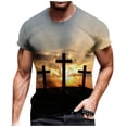thumbnail image 1 of European And American Cross Print Short Sleeve Round Neck T-shirt Top 5XL, 1 of 5
