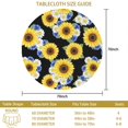 thumbnail image 3 of Sunflower and Daisy Black Pattern Round Tablecloth 70"x70", Wrinkle Resistant Wipeable Table Cover for Kitchen Dining Room Picnic Patio and Party, 3 of 6
