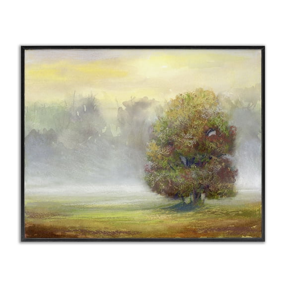 Stupell Industries Dry Brush Tree in Nature Landscape & Nature Painting Black Framed Art Print Wall Art, 14 x 11