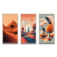 thumbnail image 2 of Designart "Solitary Tree Amidst Terra Cotta Mountains I" Landscape Mountains Framed Wall Art Set Of 3 - Orange Mountains Frame Gallery Set For Office Decor, 2 of 6