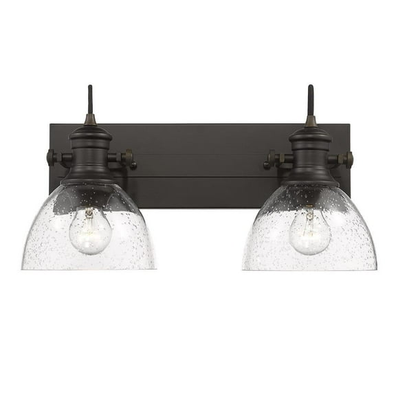 2 Light Vanity Light-8.38 inches Tall and 17.88 inches Wide-Rubbed Bronze Finish-Seeded Glass Color Bailey Street Home 170-Bel-4158982