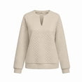 thumbnail image 6 of Quilted Sweatshirt Women Fall Casual V-Neck Long Sleeve Pullover for Travel Weekend Wear, 3XL, 6 of 7
