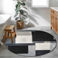 thumbnail image 3 of Round Rugs 4Ft, Black Grey Round Area Rug Washable Indoor Throw Carpet, Modern Abstract Art Geometric Soft Non Slip Circle Rug for Kitchen Nursery Room Home Decor Aesthetic, 3 of 8