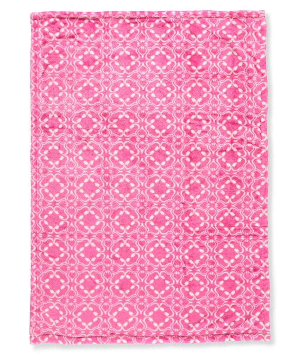 Hudson Baby Infant Girl Silky Plush Blanket, Blossom, 30x40 inches