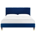 thumbnail image 3 of Modway Leah Chevron Tufted Performance Velvet Twin Platform Bed - Navy, 3 of 8