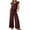 AA-Wine, variant on JURANMO Limited Time Sales of The Day, Linen Jumpsuits for Women 2025 Summer Ruffle Sleeves Square Neck Rompers Casual Drawstring Waist Wide Leg Overalls with Pockets Navy L