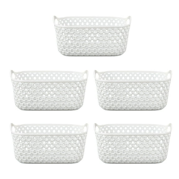 LOLIPPYY 5PCS Small White Plastic Storage Bins for Towel Organization in Shower Room or Bathroom