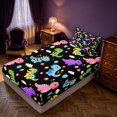 thumbnail image 2 of Manfei Cute Dino Animals Fitted Sheet Queen,Kawaii Flower Cloud Balloon Bedding,Black Green,3 Pieces,1 Fitted Sheet and 2 Pillowcases, 2 of 6