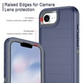 thumbnail image 4 of I-HONVA for iPhone 16e Case,[With 2 Pack Screen Protector] Stripe Shockproof 3-Layer Full Body Protection Rugged Heavy Duty High Impact Hard Cover Case for iPhone 16e 6.1-inch 2025,Navy/Gray, 4 of 7