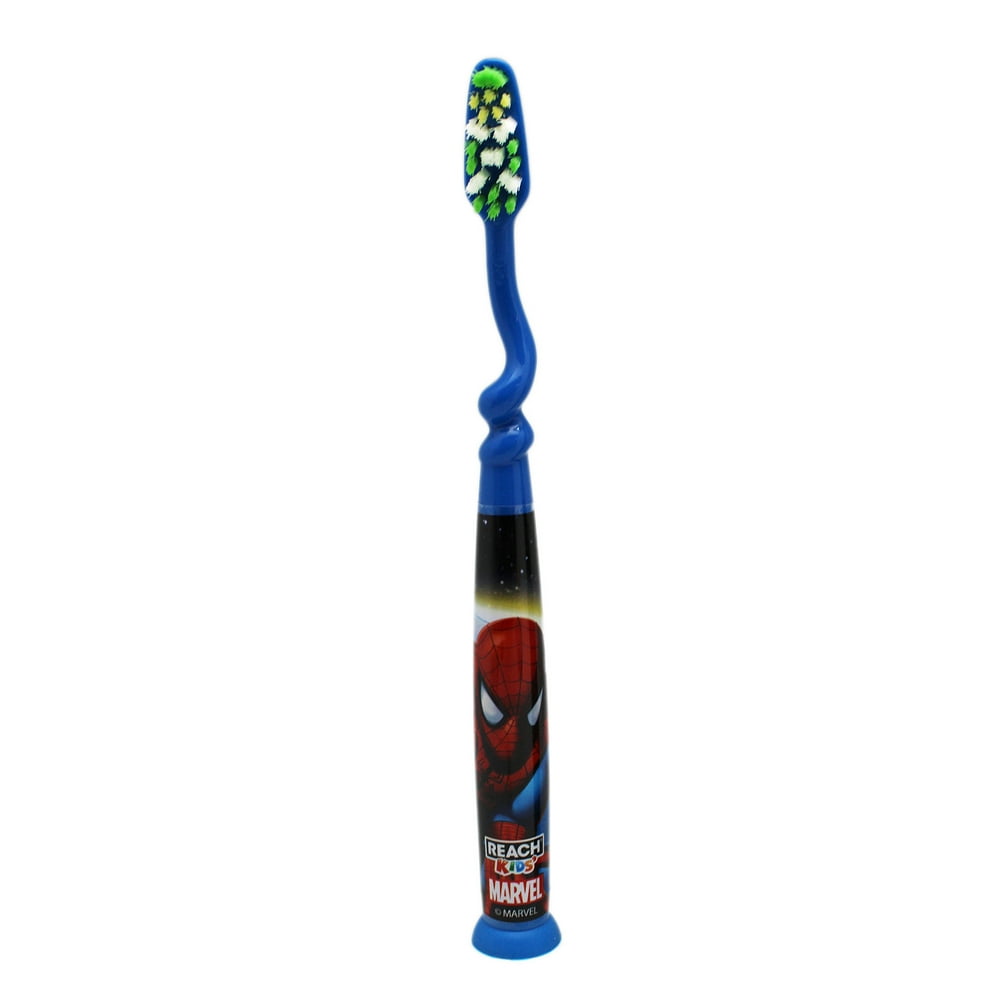 Marvel's SpiderMan Themed Kids Toothbrush With Suction Cup Bottom