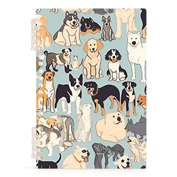 Haosy All Kinds Of Dogs Notebooks 1-subject Journal 60 Sheets A5 College Ruled Paper Detachable Ring 8.3"x5.7"