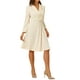 thumbnail image 4 of INSPIRE CHIC Vestido de Trabajo para Mujeres 2023 Elegante Vestido Midi con Cuello en V, Cinturón, Plisado y Botones Color Albaricoque XS, 4 of 6