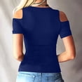 thumbnail image 5 of Karymi Shirts for Women Cold‑Shoulder Short Sleeve Top, Crisscross Lace‑Up V‑Neck Solid Slim‑Fit Blouse, Club Night‑Out Streetwear T‑Shirt Workout Tops for Women, 5 of 7