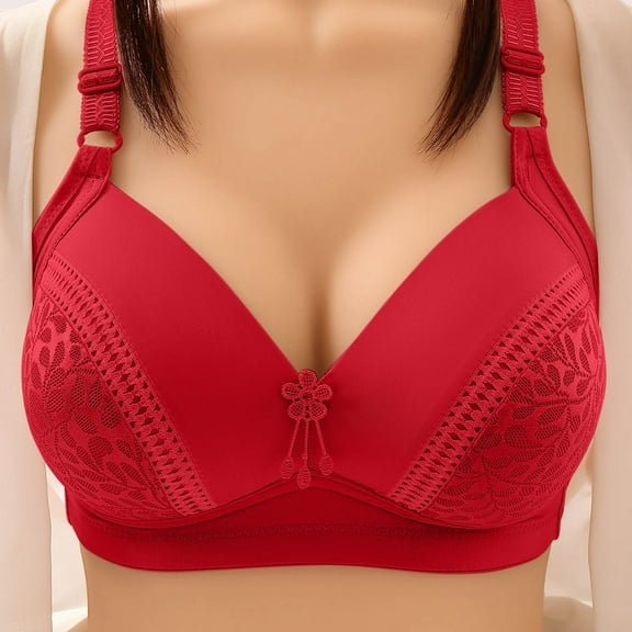 loopsun New Years Eve Savings Clothing 2023 for Womens Plus Size Bra,Woman's Solid Color Comfortable Hollow Out Perspective Bra Underwear No Rims