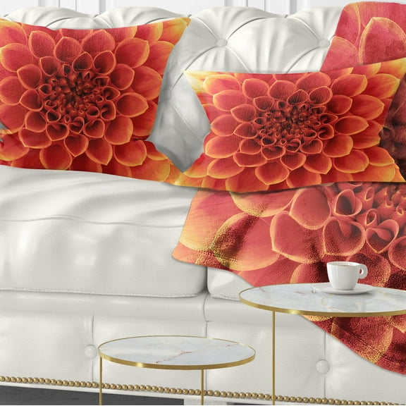 Designart Brown Flower with Dense Petals - Floral Photo Throw Pillow - 12x20