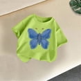 thumbnail image 4 of Girls Kids Green Soft Cotton Butterfly Graphic Tee Short Sleeve Crew Neck T-Shirt 2T,Size 12 T, 4 of 6