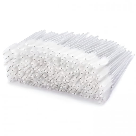RAGUPEL 200 Pcs Disposable Crystal Spoolies Brush for Eyelash Extensions, Spooly Eyelash Eyebrow Brushes Lash Wand Applicator Makeup Kits (White)