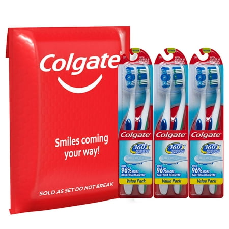 Colgate 360° Toothbrush with Tongue and Cheek Cleaner, Medium - 6 (Best Way To Brush Your Tongue)