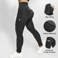 thumbnail image 5 of BVnarty Women's High Waist Tummy Control Cargo Leggings with Buttoned Pockets, Skinny Fit Athletic Trousers for Gym Workout Dark Gray S, 5 of 9