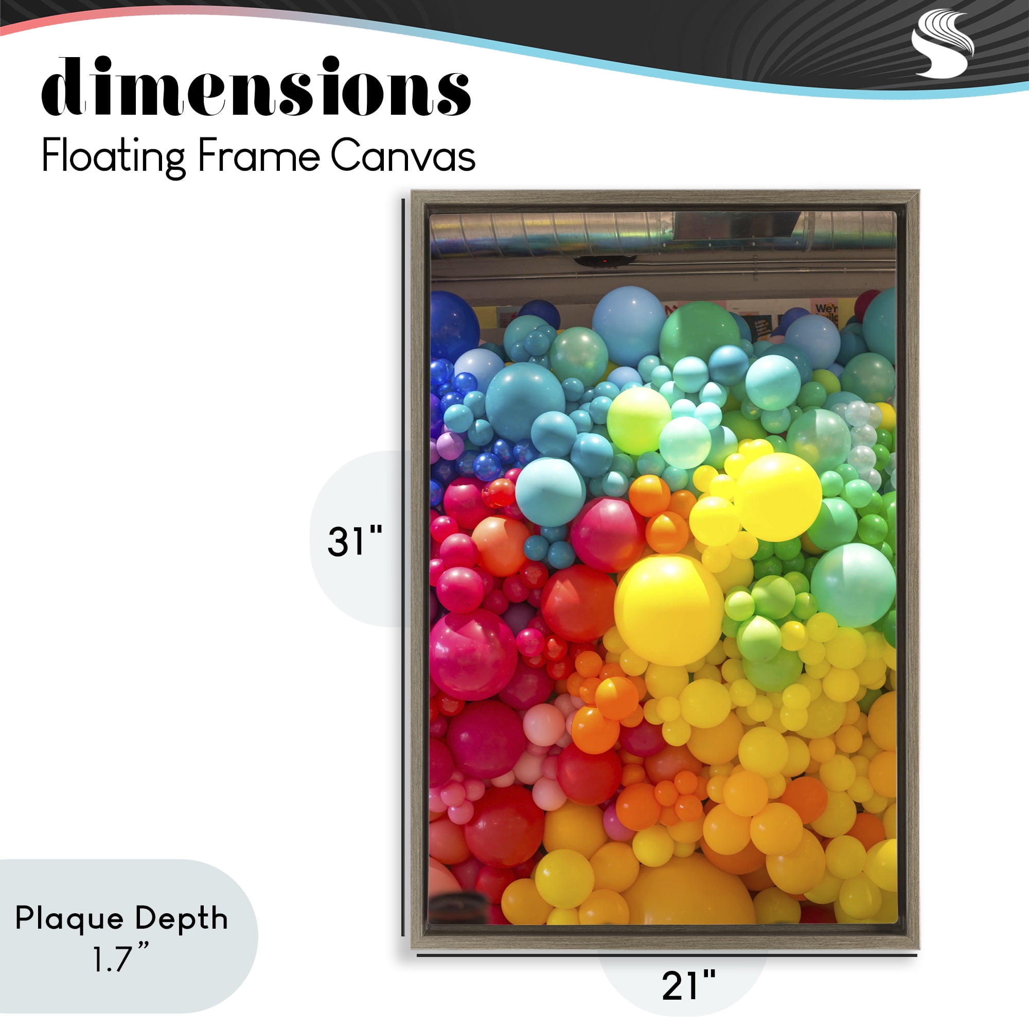 Stupell Industries Lively Colorful Balloons Brown Framed Floater Canvas Wall Art, design by LISH Creative