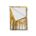 thumbnail image 2 of Rustic Soft Flannel Fleece Blanket, Rustic Bench in Orange Pale Autumn Park Mist Day November Love Fall Season Photo, Cozy Plush for Indoor and Outdoor Use, 50" x 70", Orange Brown, by Ambesonne, 2 of 5