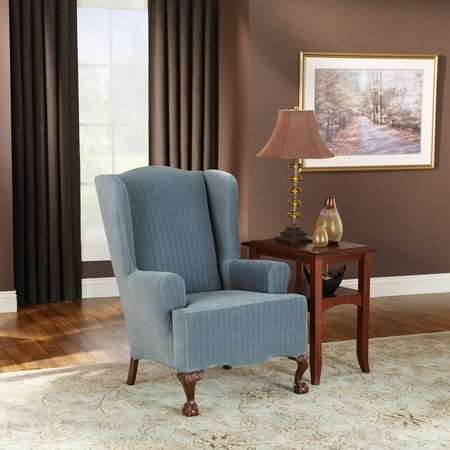 Sure Fit Stretch Chair Slipcover, Greek Key Black