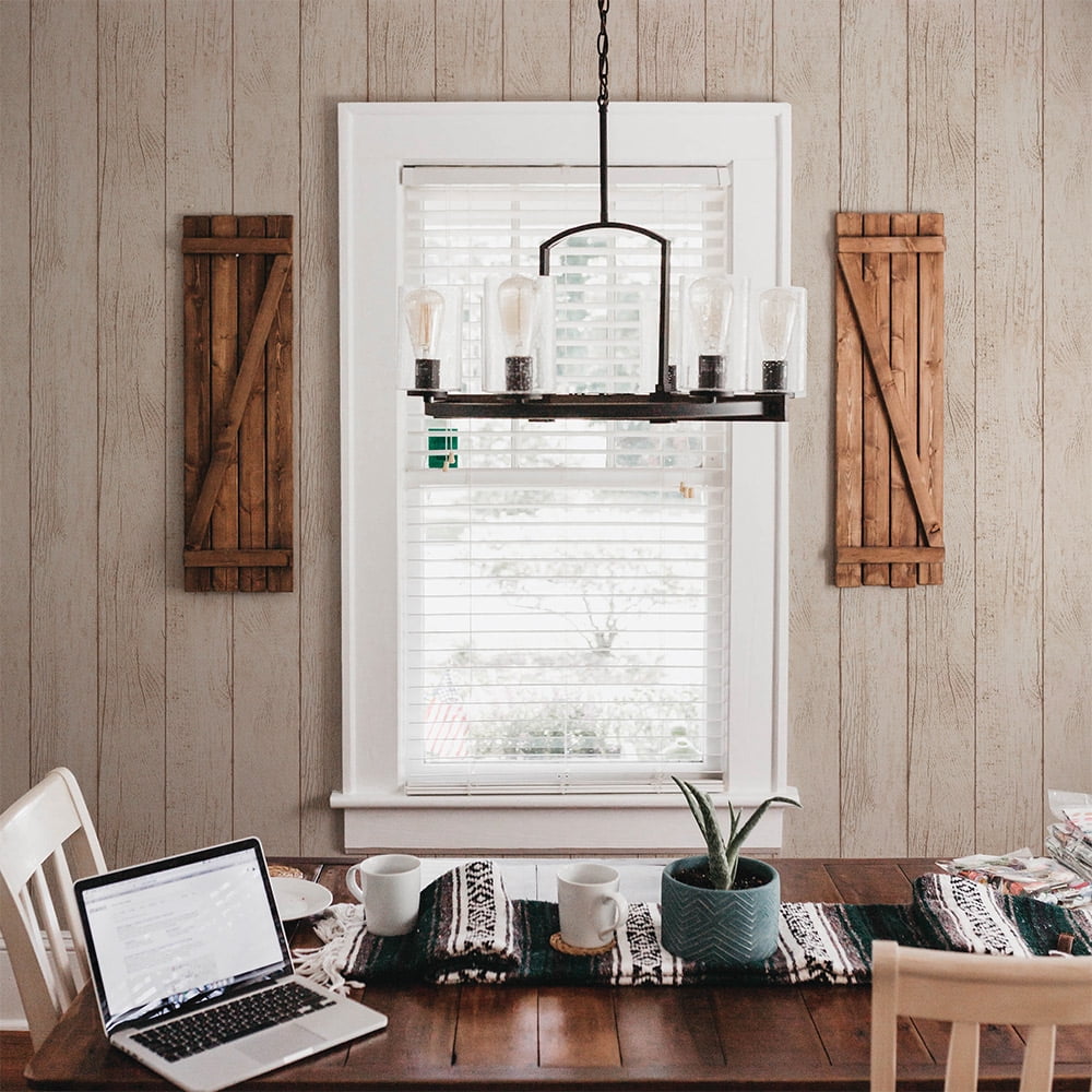 Tempaper Farmhouse Planks Brown Peel and Stick Wallpaper, 20.5" x 16.5'