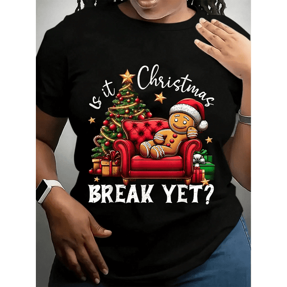 Women’s Cute Christmas Shirt – Festive Holiday Blouse with Cartoon Print, Perfect for Party & Gathering