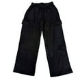 thumbnail image 2 of Pantalones Deportivos de Mujer, Estilo Cargo, de Pierna , Holgados, Ideales para Otoño, para el Trabajo y para Viajar. Negro L, 2 of 7