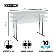 Lifetime 4 Foot Adjustable Rectangle Folding Table, Indoor/Outdoor Commercial Grade, White Granite (80160)