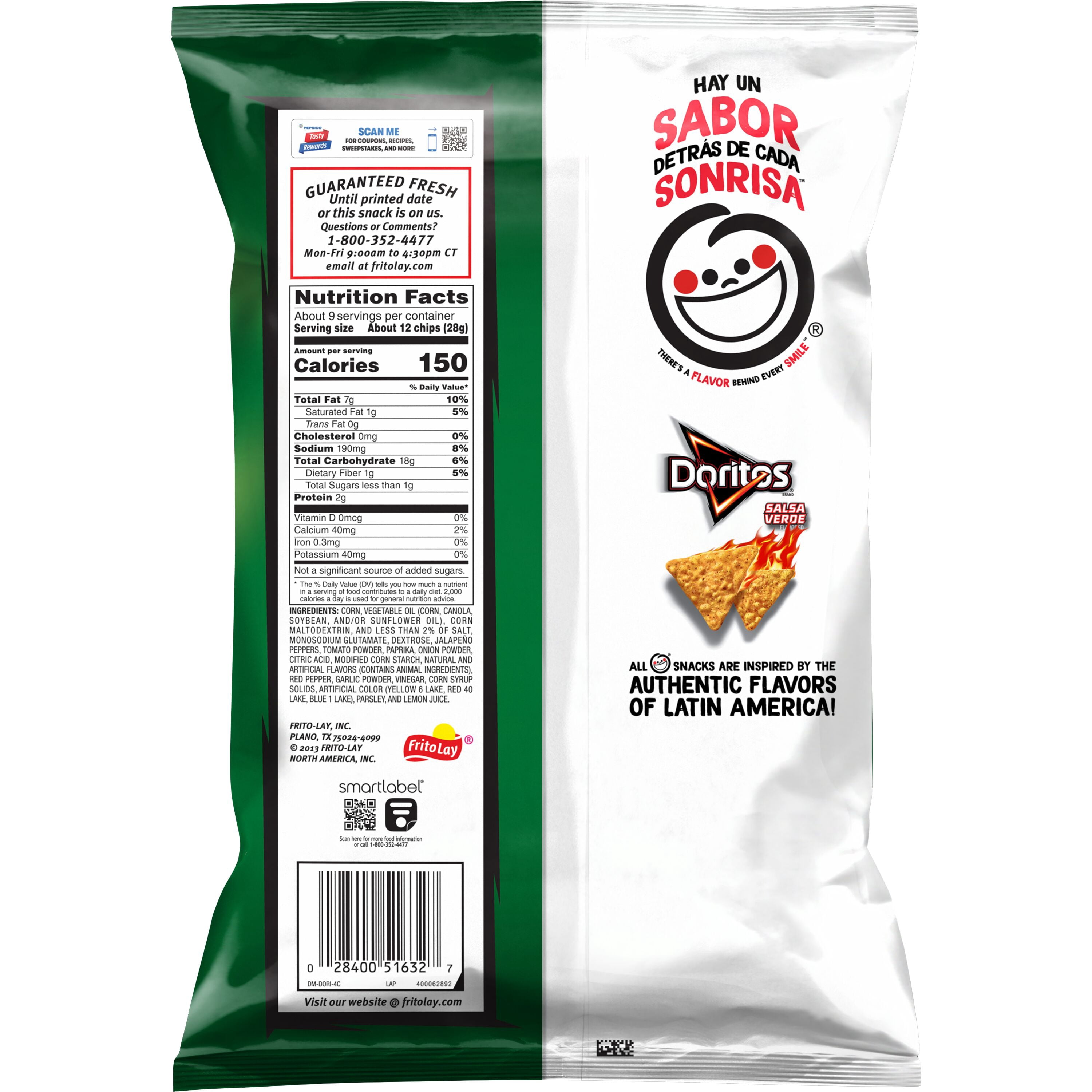Doritos Salsa Verde Flavored Tortilla Chips, 9.25 oz