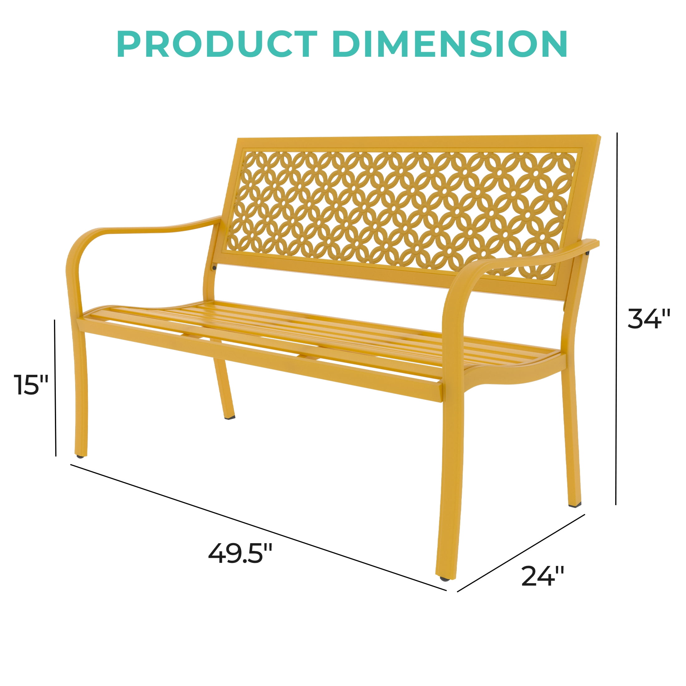 Grand Patio Garden Bench with Anti Rust Steel Metal Frame Outdoor