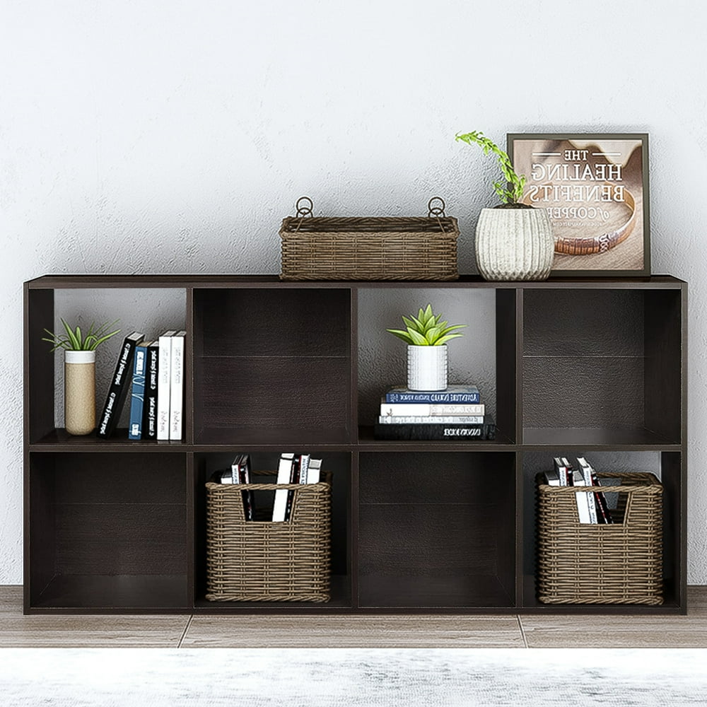 Kepooman 8 Cubes Wood Organizer Storage Bookcase, 4Tier Bookshelf