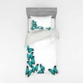 thumbnail image 2 of Ambesonne Spring Bedding Set 4 Pcs, Sunny Butterflies Morphs, Queen, Black Turquoise, 2 of 3