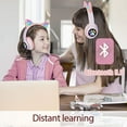 thumbnail image 3 of TCJJ Kids Wireless Headphones Cat Ear LED Light up Bluetooth Foldable Headphones over Ear w/Microphone for Online Distant Learning (Pink), 3 of 6