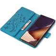 thumbnail image 3 of Wallet Case for Samsung Galaxy Note 20 Ultra, Premium PU Leather Magnetic Closure Flower Pattern Handbag Zipper Pocket Case Kickstand Card Holder Slots Shockproof Flip Cover - Blue, 3 of 16
