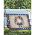 thumbnail image 4 of 4th of July RV Awning Sun Shade Screen 9'X15.3' Patriotic Star Poppy Wreath Mesh Sunscreen Retro Flower Awning Shade Screen with Zipper UV Blocker Completed Kits for RV Motorhome Camper Trailer, 4 of 7