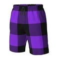 thumbnail image 5 of Disketp Men'S Swim Trunks Hawaiian Breathable Surf Beach Swimsuits Mesh Lining Beach Shorts With Pockets-Purple Buffalo Plaid, 5 of 9