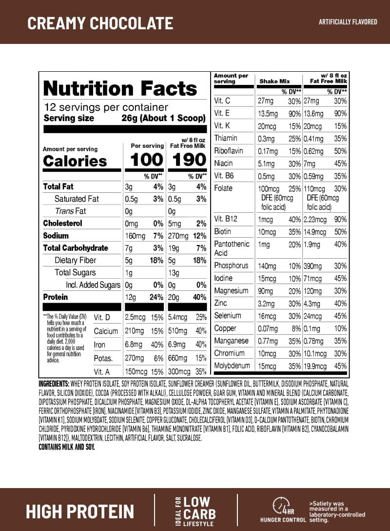 SlimFast Advanced Nutrition Ready to Drink Meal Replacement Shakes, Creamy Chocolate, 11 fl oz, 12 Count
