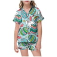 thumbnail image 1 of MIASHUI Easter Girl Boy Silk Satin Pajamas Set Button Down Sleepwear,Green,12-13 Years, 1 of 4