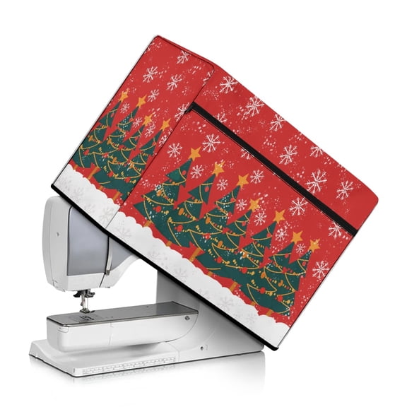 HELLHERO Christmas Tree Pattern Sewing Machine Cover with Handle and Pocket Polyester Material 17.7x8.6x12.5 Inch Daily Uses