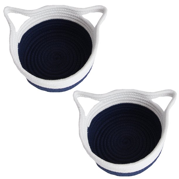 Organizar,Paquete de 2 cestas de almacenamiento tejidas, cesta de almacenamiento decorativa, cesta redonda de almacenamiento de juguetes para perros y gatos Adepaton BST3001885-4