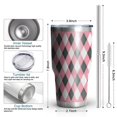 thumbnail image 6 of 30oz Pink and Black Argyle Pattern Tumblers Stainless Steel Tumbler with Lid and Straw,Vacuum Insulated Double Wall Travel Tumbler Cups Mug with Cleaning Brush for Coffee,Tea, 6 of 7