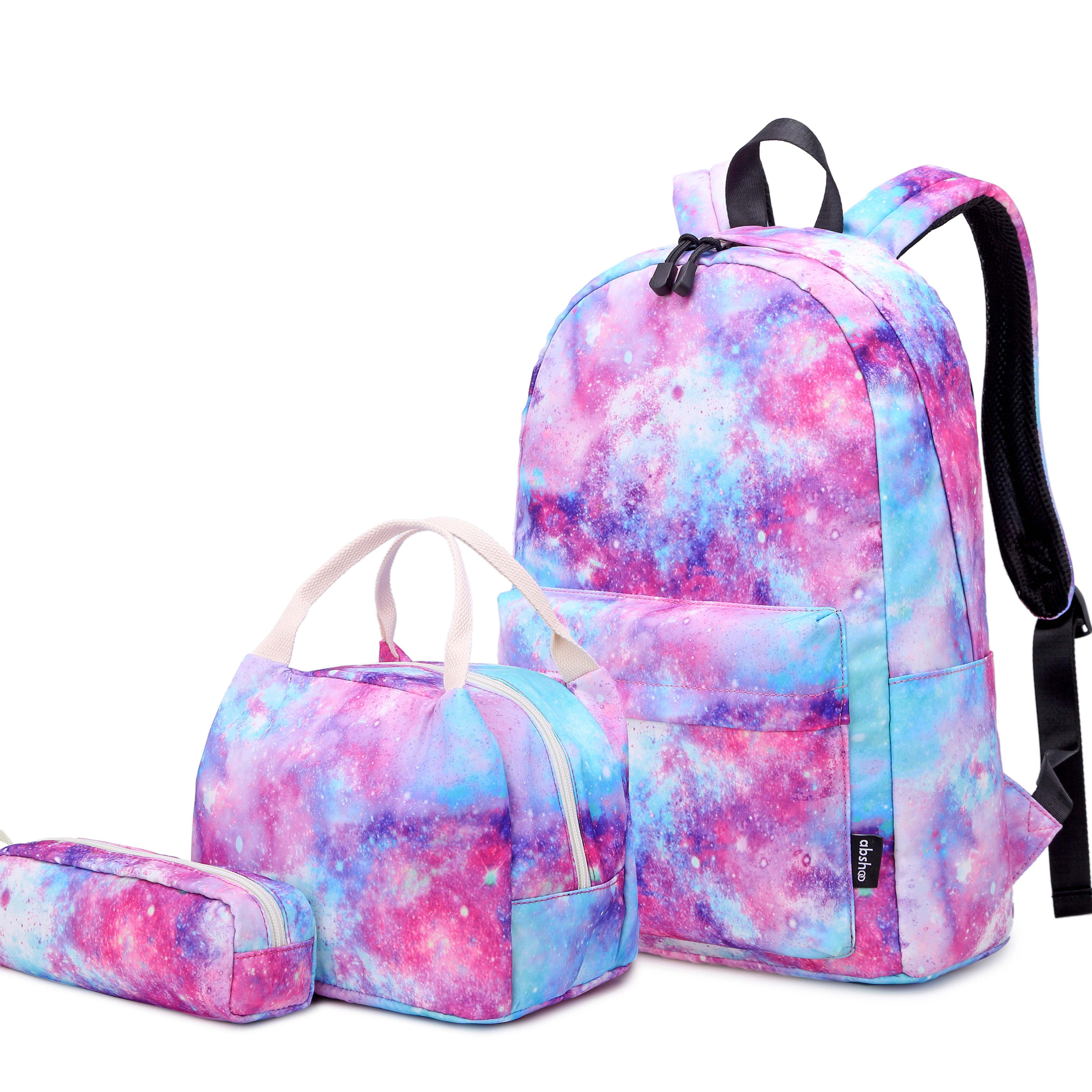 A Galaxy Abshoo Lightweight Galaxy School Backpacks for Teen Girls Backpack with Lunch Bag 