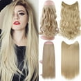 thumbnail image 5 of Benehair Invisible Hair Extensions Secret Hidden Wire in One Piece Real Long Thick Straight Curly Headband for Women 20" ash blonde, 5 of 9