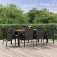 thumbnail image 1 of vidaXL 9 Piece Garden Dining Set with Cushions Black Poly Rattan, 1 of 5