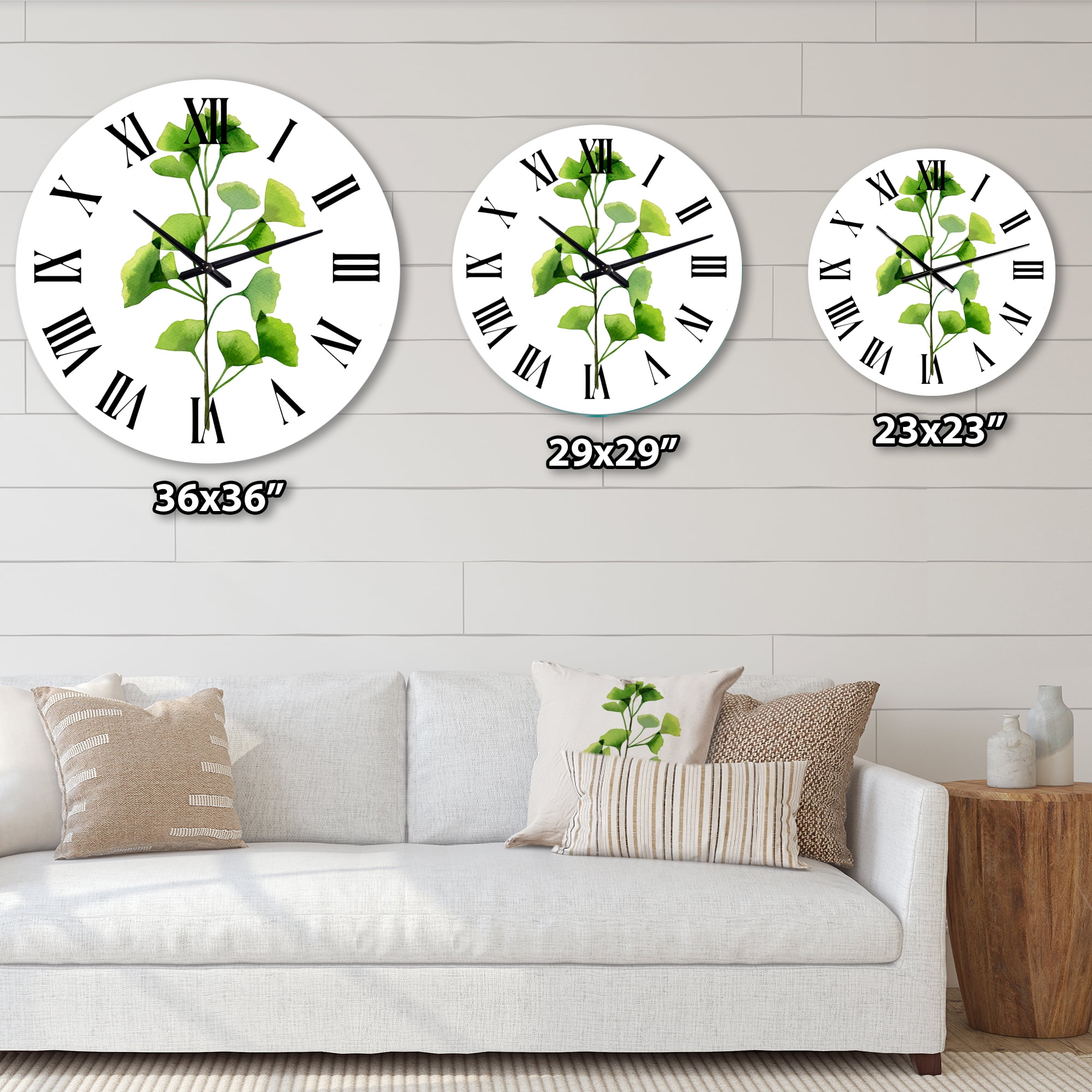 Designart 'Green Field Plant Foliage' Farmhouse Wall Clock