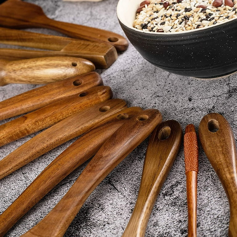 Wooden Utensils For Cooking,11 Pcs Wooden Spoons For Cooking, Teak Wooden  Utensils Set, Wood Kitchen Utensils For Nonstick Pan, Wood Spatula Spoon  Nonstick Kitchen Utensil Set (11) 
