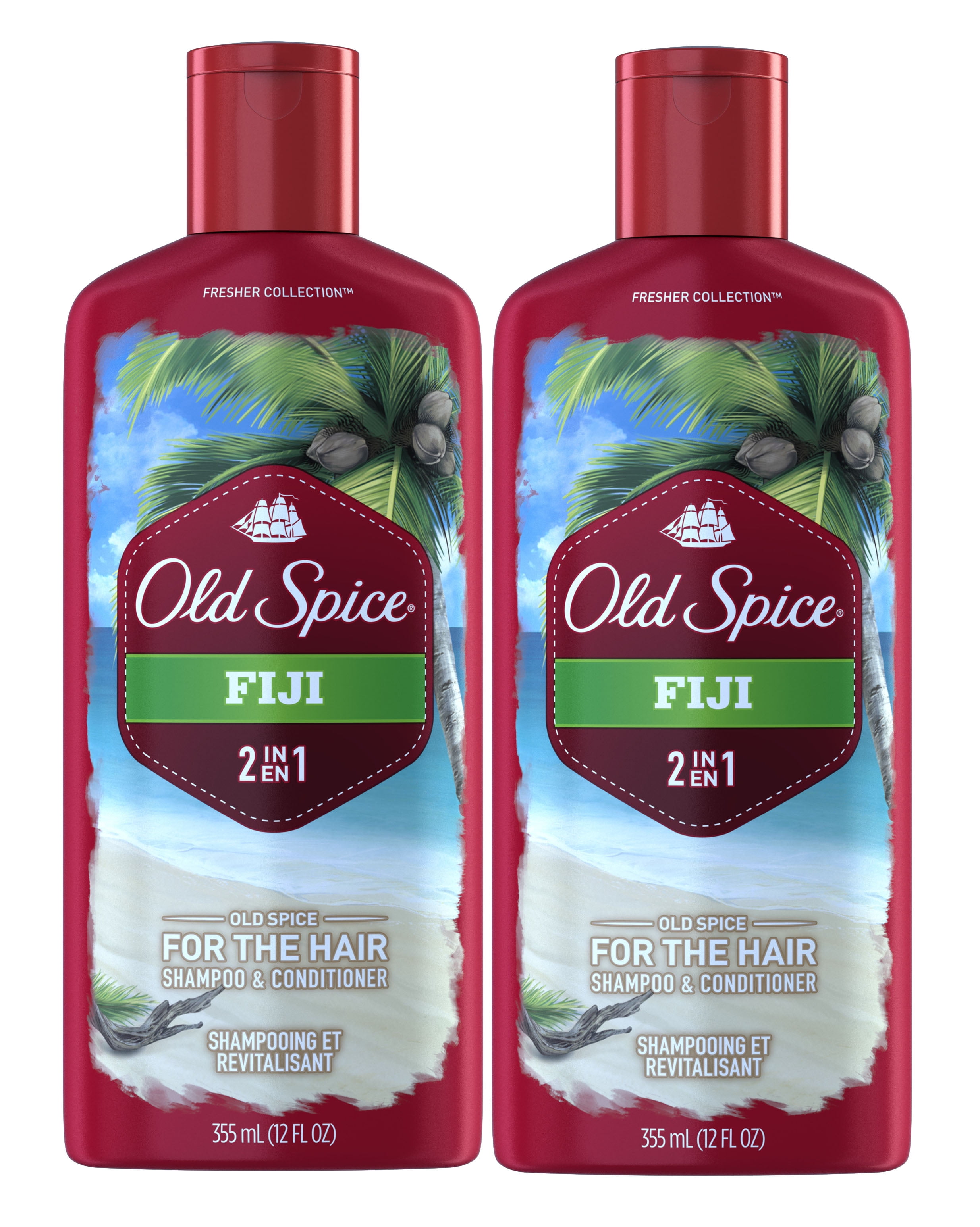 Old Spice 2 in 1 Shampoo and Conditioner, Fiji, 12oz, 2 Pack