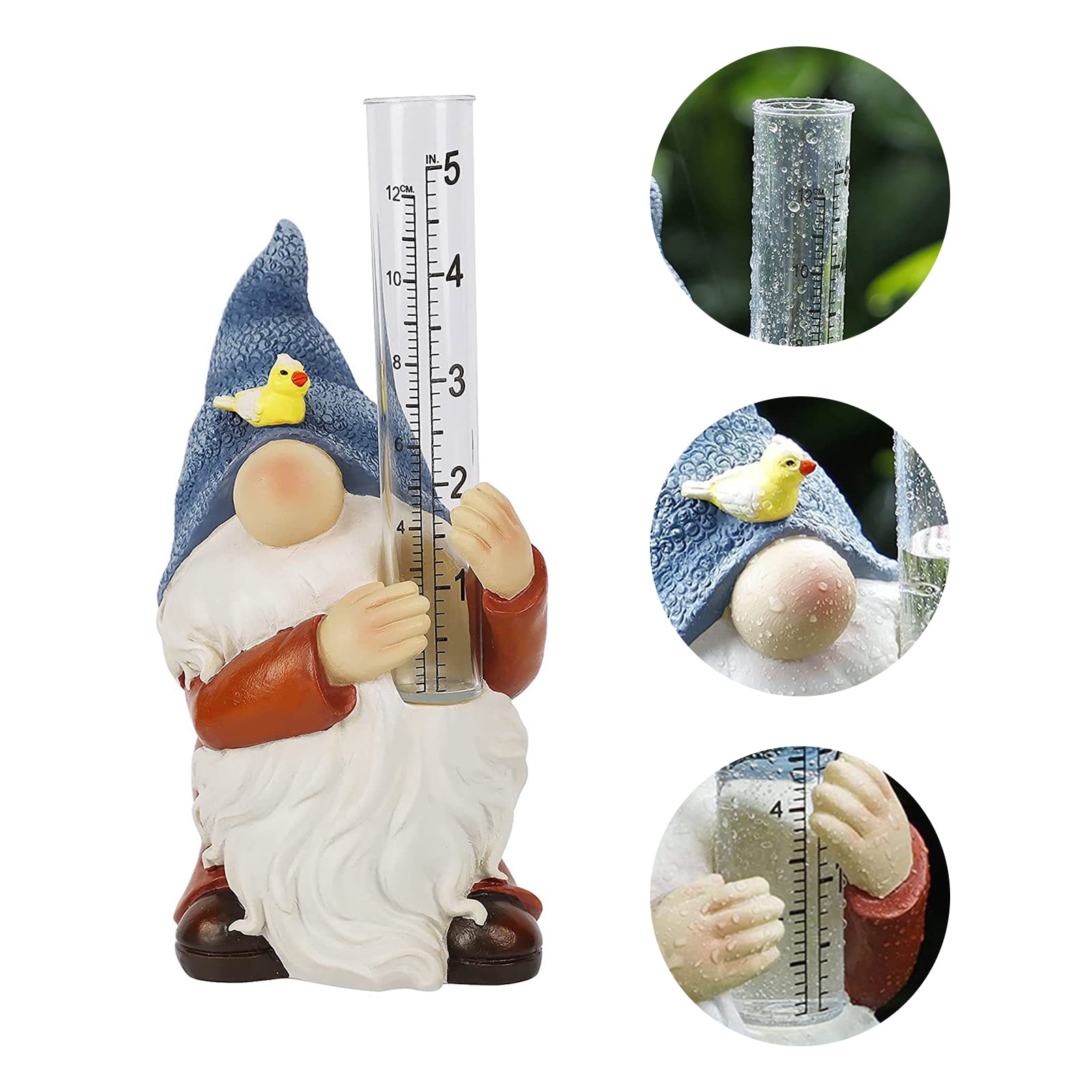 AYYUFE Gnome Rain Gauge Exquisite Durable Resin Rain Resistant Water Gauge Gnome Decorations for Garden